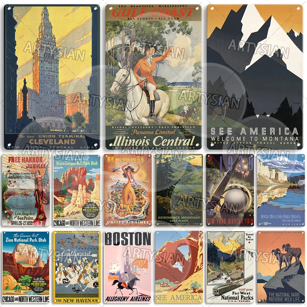 Дорожный постер Металлический знак Соединенных Штатов Новая Англия Бостон