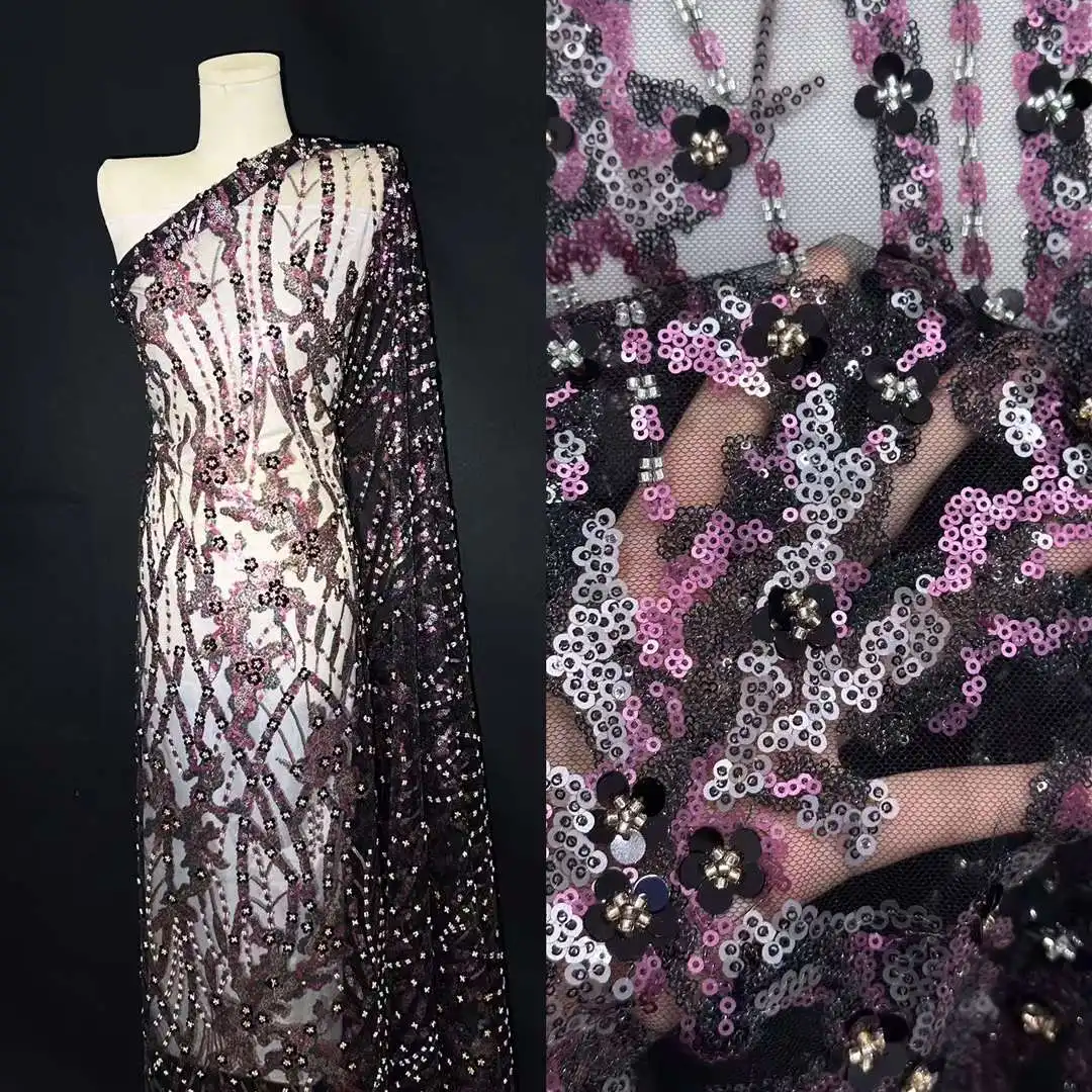 Новейшая Роскошная Элегантная вышивка тяжелая кружевная ткань для жениха