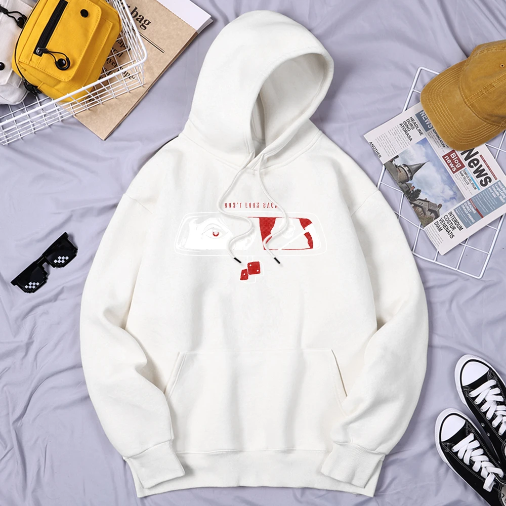 

Мужские толстовки с надписью Don't Look Back, с изображением призрака, Модные Качественные толстовки, Классическая флисовая толстовка в стиле Харадзюку, Универсальные мужские толстовки с капюшоном