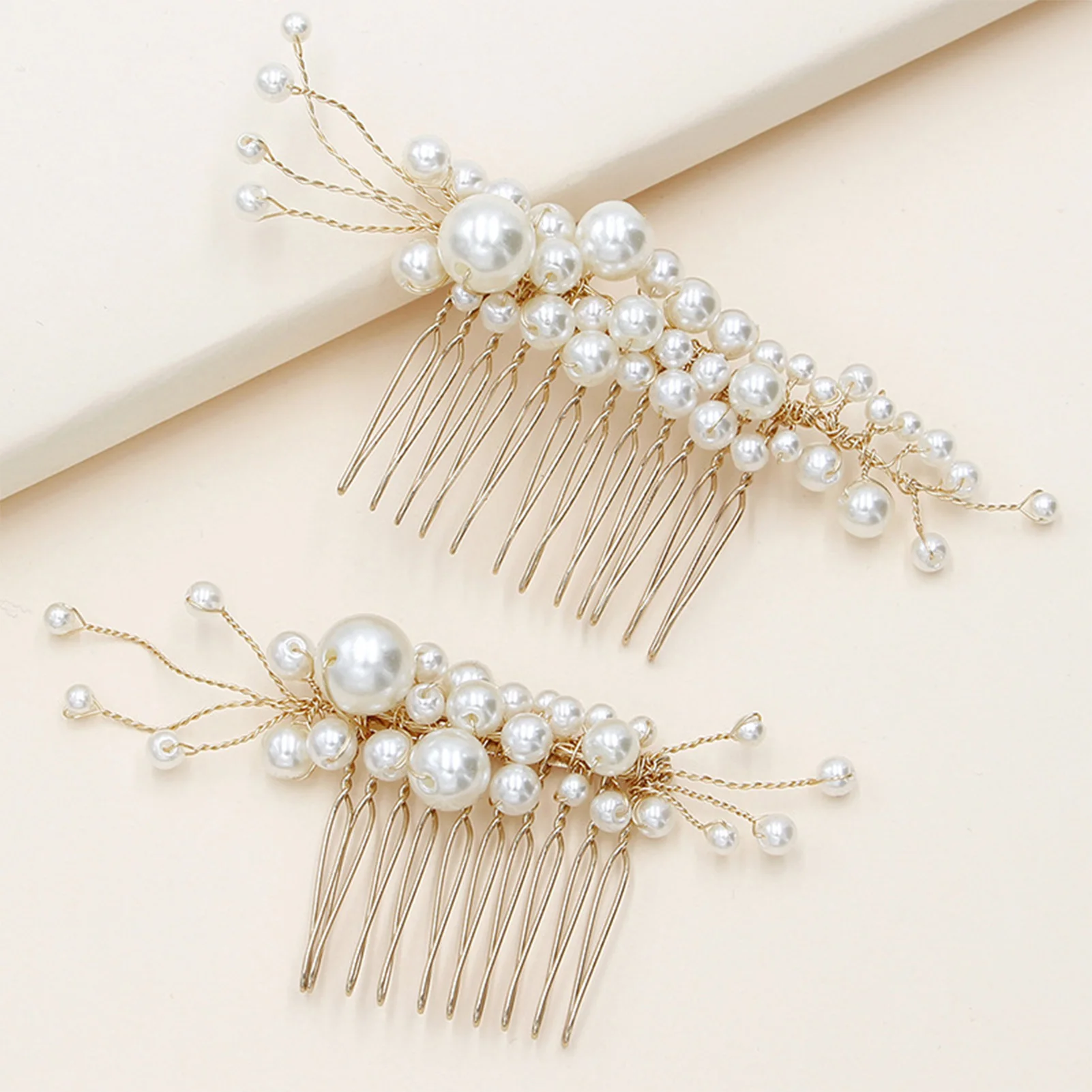 Гребень для волос с искусственным жемчугом, свадебные аксессуары для волос, украшения для волос из металлического сплава для женщин, сверкающие ювелирные изделия для невесты
