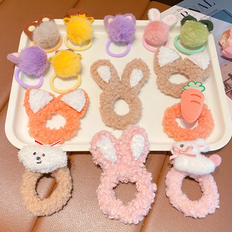 Новые милые плюшевые повязки для волос с ушками животных девочек женские