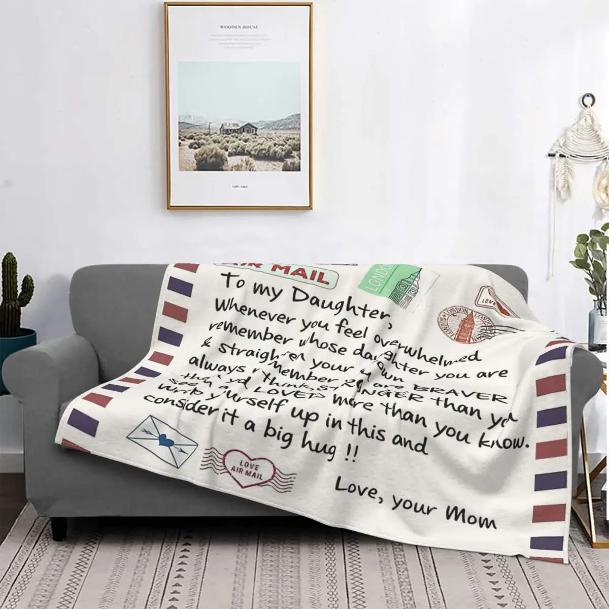 

Одеяло Фланелевое для моей дочери, когда вы печатаете почтовые штампы для семьи, уютное мягкое флисовое покрывало