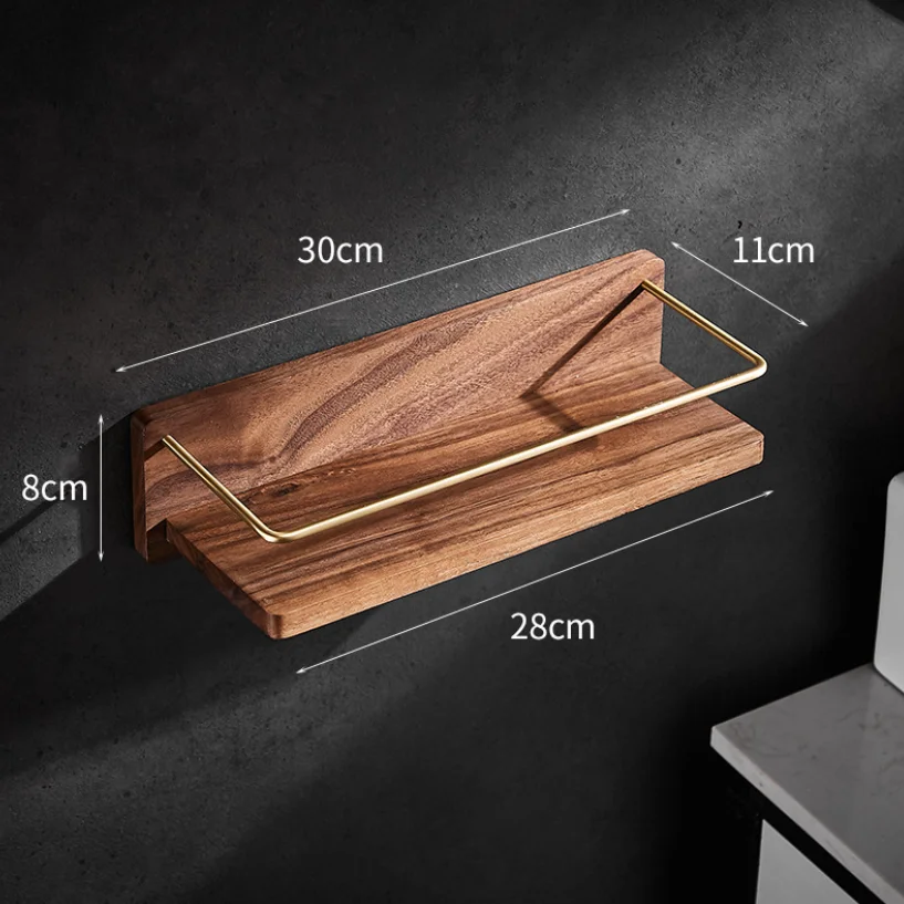 

Угловая настенная полка для ванной из ореха JIE MO