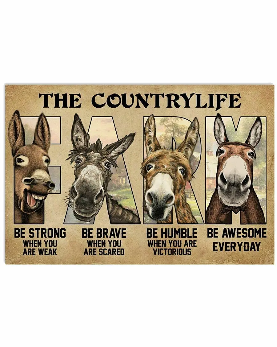 

Aperiy Donkey Farm Becomes A Strong Poster Metal Tin SignMetal Plaque Sign Tin Metal 8x12inch, Tin