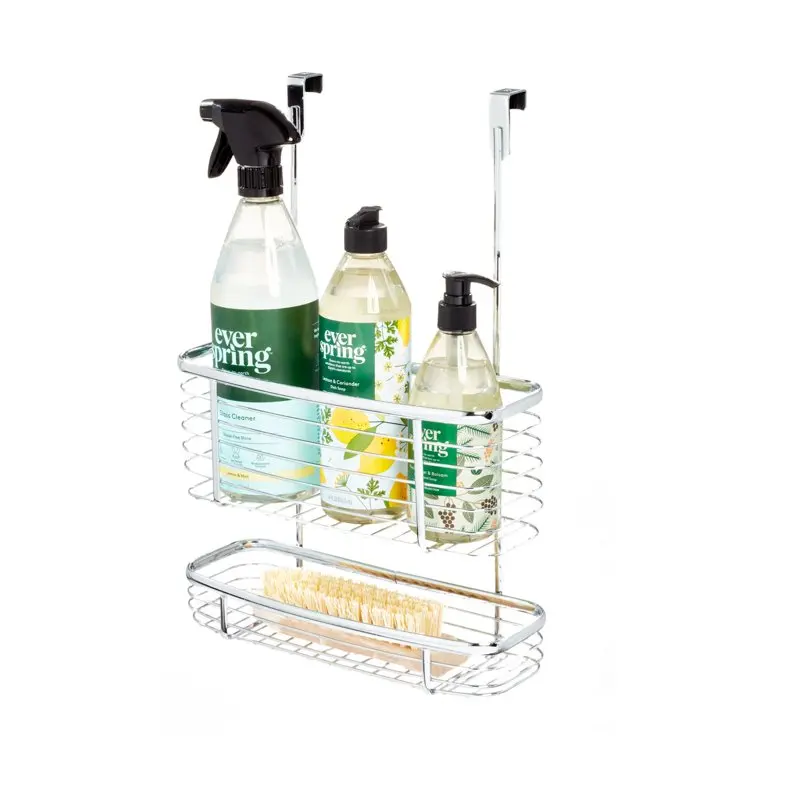 

Stunning Silver Over-the-Cabinet Basket - Perfect Storage Solution for Your Kitchen and Home.