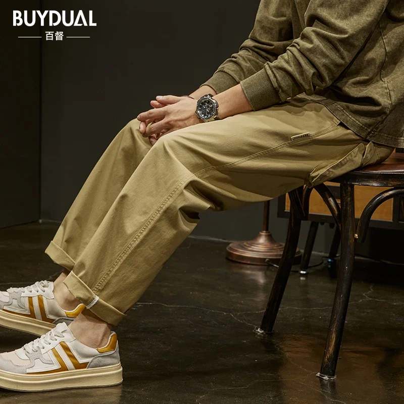 Весна 2023 модные мужские брюки-карго в американском стиле свободный крой большие