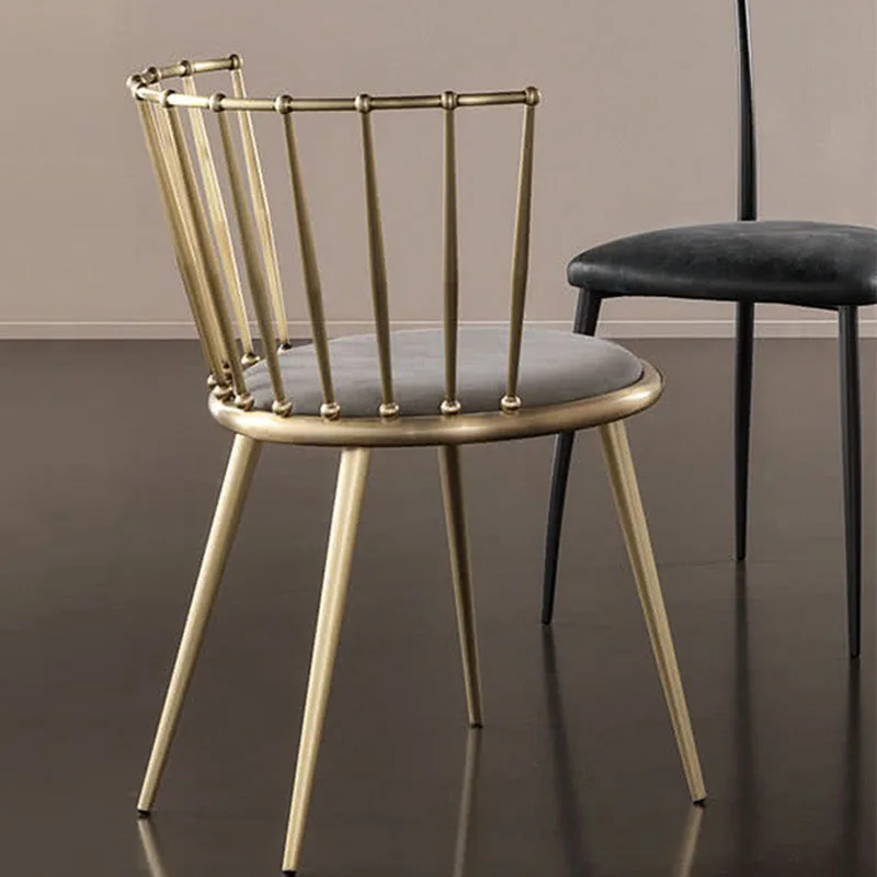 

Современные обеденные стулья в скандинавском стиле, роскошный обеденный стул, дизайнерский стул для спальни, золотистая металлическая обе...