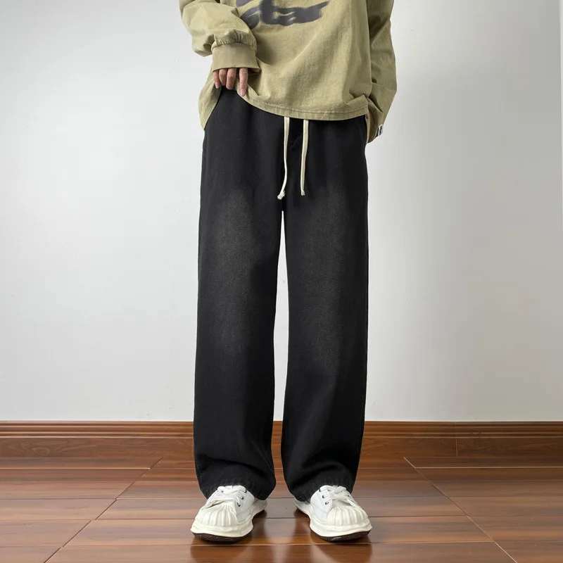 Men's and women's fall straight Jeans Autumn and winter wide leg loose casual Pants Men's Clothing Jeans