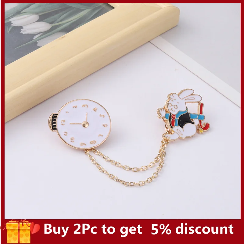 

Bunny Gentleman Enamel Pins On-time Animal Bag Brooch Lapel Badge Cartoon Jewelry Gift For Kids Friends