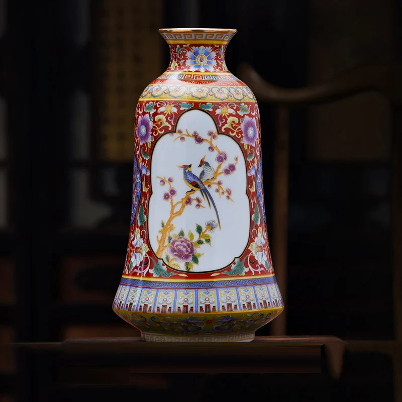 

Керамическая ваза Цзиндэчжэнь, античная эмалированная фарфоровая ваза, композиция, креативное украшение для гостиной