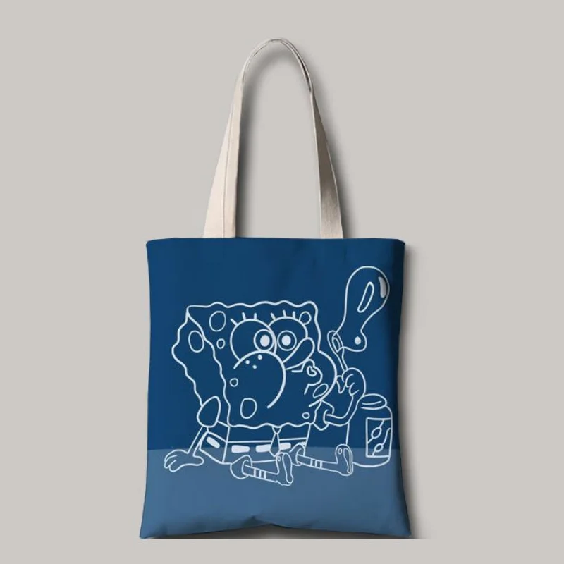 Сумка на одно плечо Губка Боб холщовая сумочка молнии мультяшный саквояж