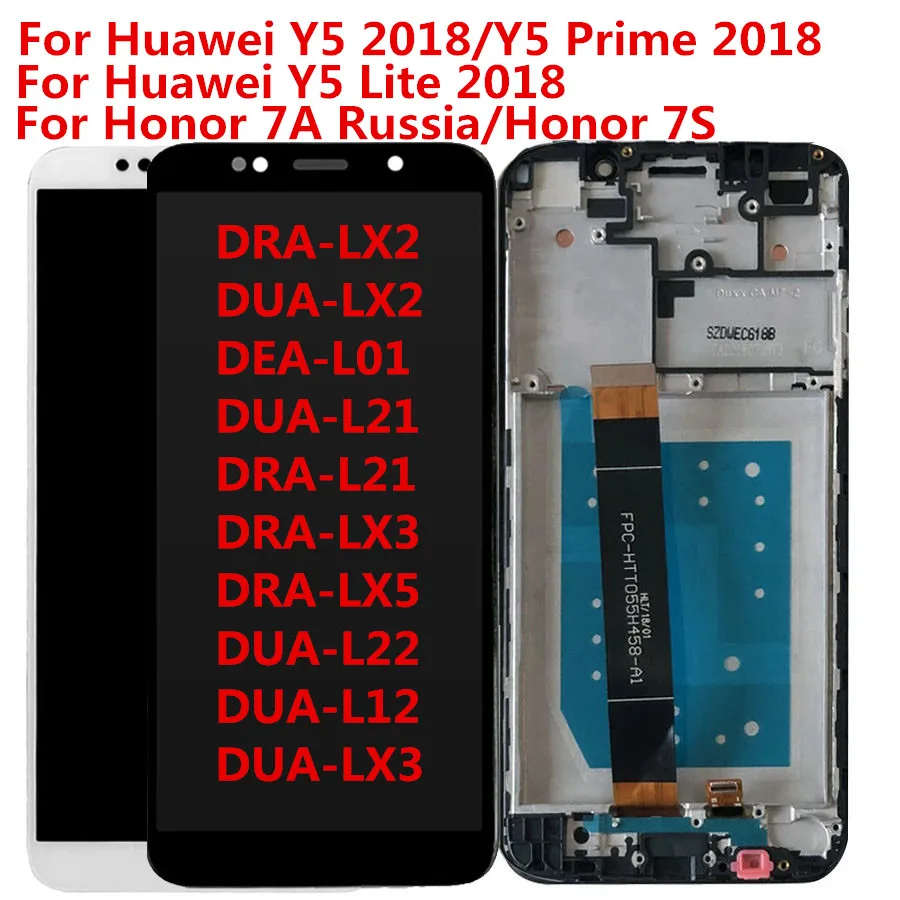 ЖК-дисплей 5,45 дюйма для Huawei Y5 2018 и Y5 Lite DRA-LX2/LX3/LX5, сменный сенсорный экран для Honor 7A, Россия, 7s, зеркальный ЖК-дисплей