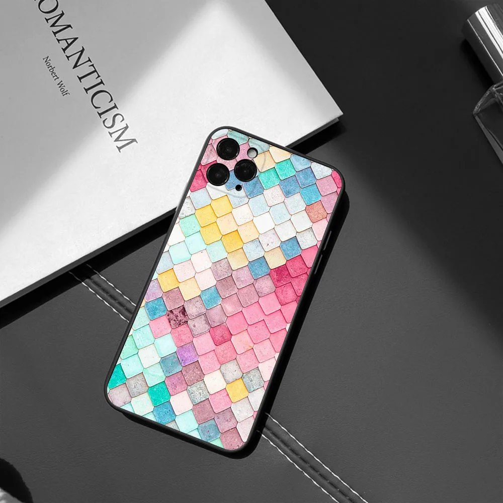 Phone Case For iphone 16Pro 7 8 Plus 15 14 13 Mini 12 11 16 Pro Max SE XR Colorful Wood Textures Matte Frosted Translucent Cover