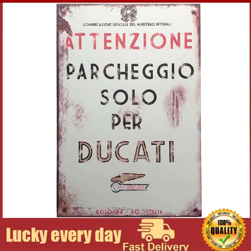 

Vintage Retro Style Ducati Parking Only Italian Tin Sign Metal Sign TIN Sign room decoration wall decor home decor
