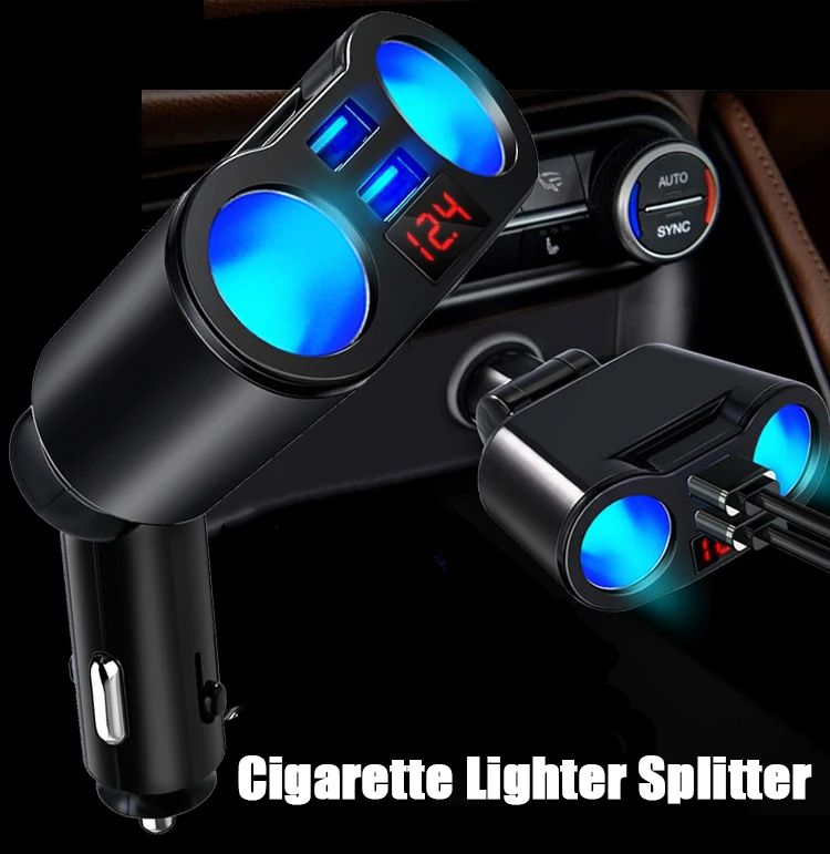 

2 in 1 Car USB Lighter Power Adapter Led Display Cigarette Lighter Charger Cigar Lighter Splitter USB Charger Car Accessories