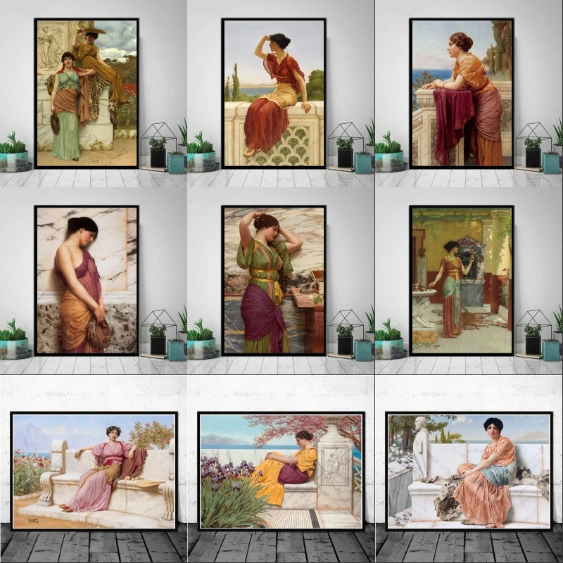 

John William Godward Woman Art Wall Decor Print PVC Poster PP Glue Transparent Waterproof Tear-Off Ready To Paste