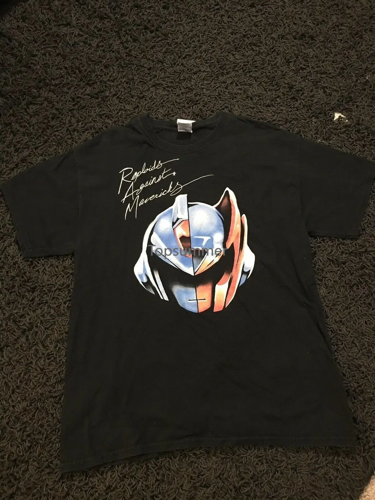 

Daft Punk Vintage Shirt Reploids Against Mavericks Megaman Tee Rare Short Sleeves Cotton T Shirt Free Shipping Top Tee