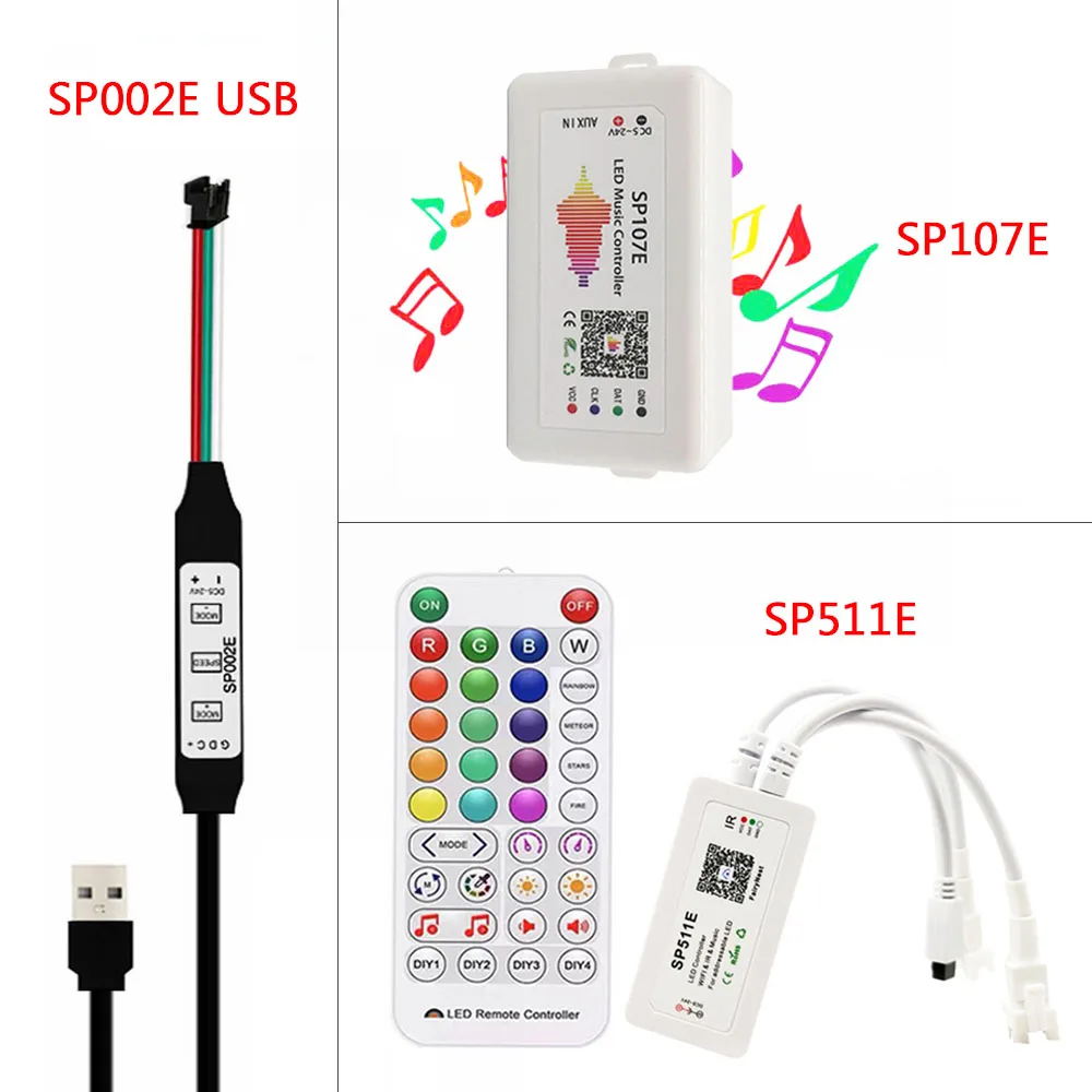 

WS2812B WS2811 Led Strip Light Controller SP107E SP511E SP002E Music Bluetooth WIFI Control SK6812 WS2813 WS2815 Led Strip Light
