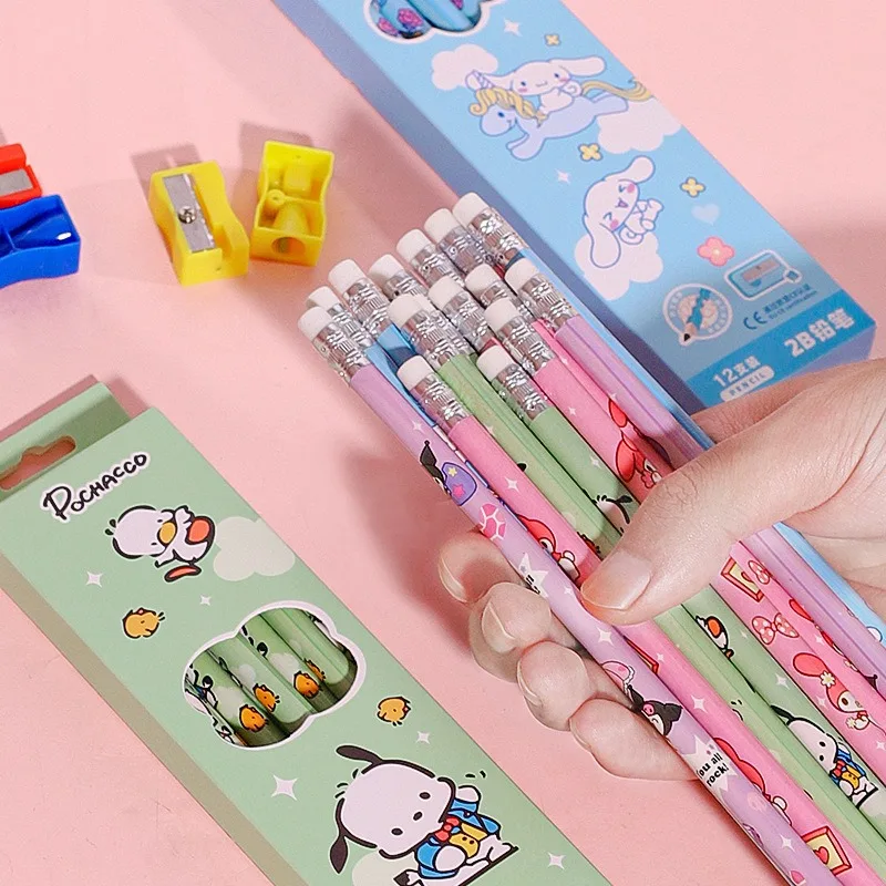 12 шт. карандаши Sanrio в штучной упаковке креативная деревянная ручка для эскизов My