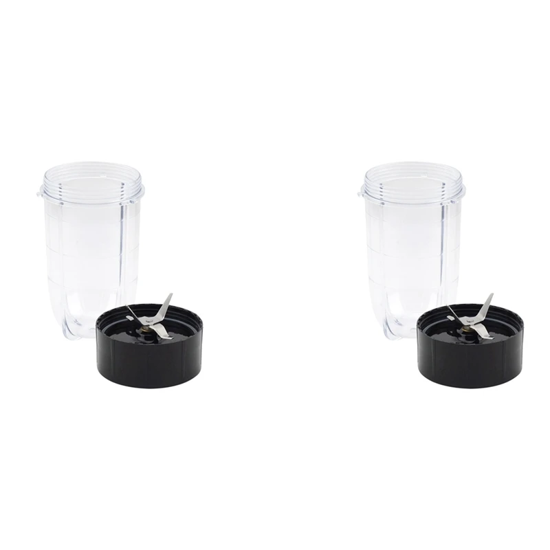2X Replacement Cross Blade + 16Oz Cup Set For Magic Bullet, Replacement Parts Compatible With 250W MB1001 Blender