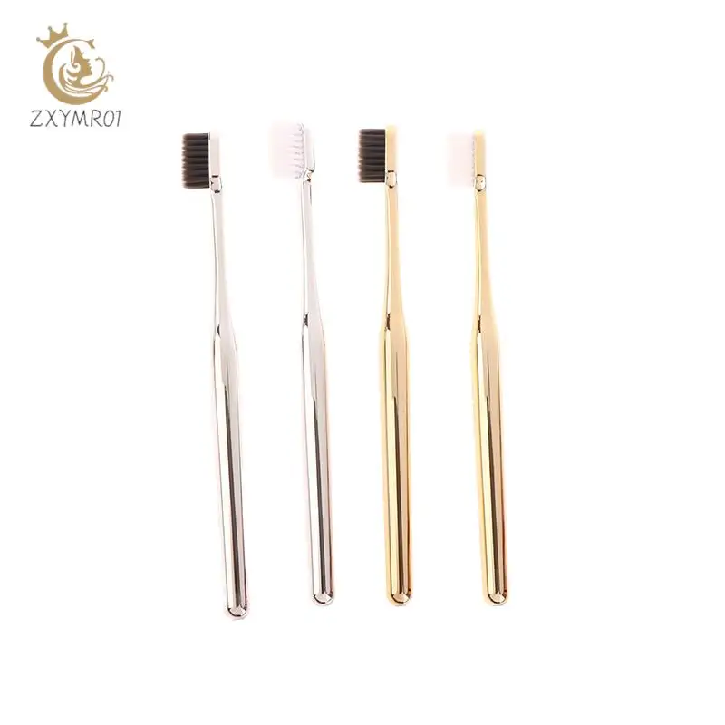 

1Pc Luxury Soft Toothbrush Men Women Adult Tooth Brush Electroplate Gold Silver Color Dental Brushes Toothbrushes