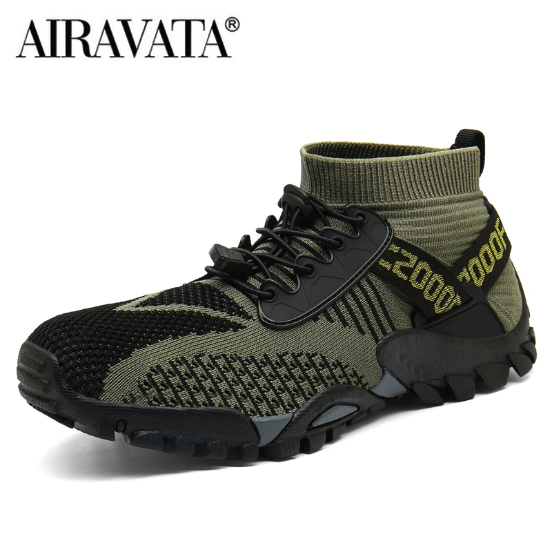 Unisex Hiking Shoes Knitted Outdoor Moutain Shoes High Top Comfort Nonslip Men Women Sneakers