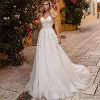 sexy sweetheart wedding dresses lace backless beach a line bridal gown lace up sleeveless appliques sweep train vestido de noiva
