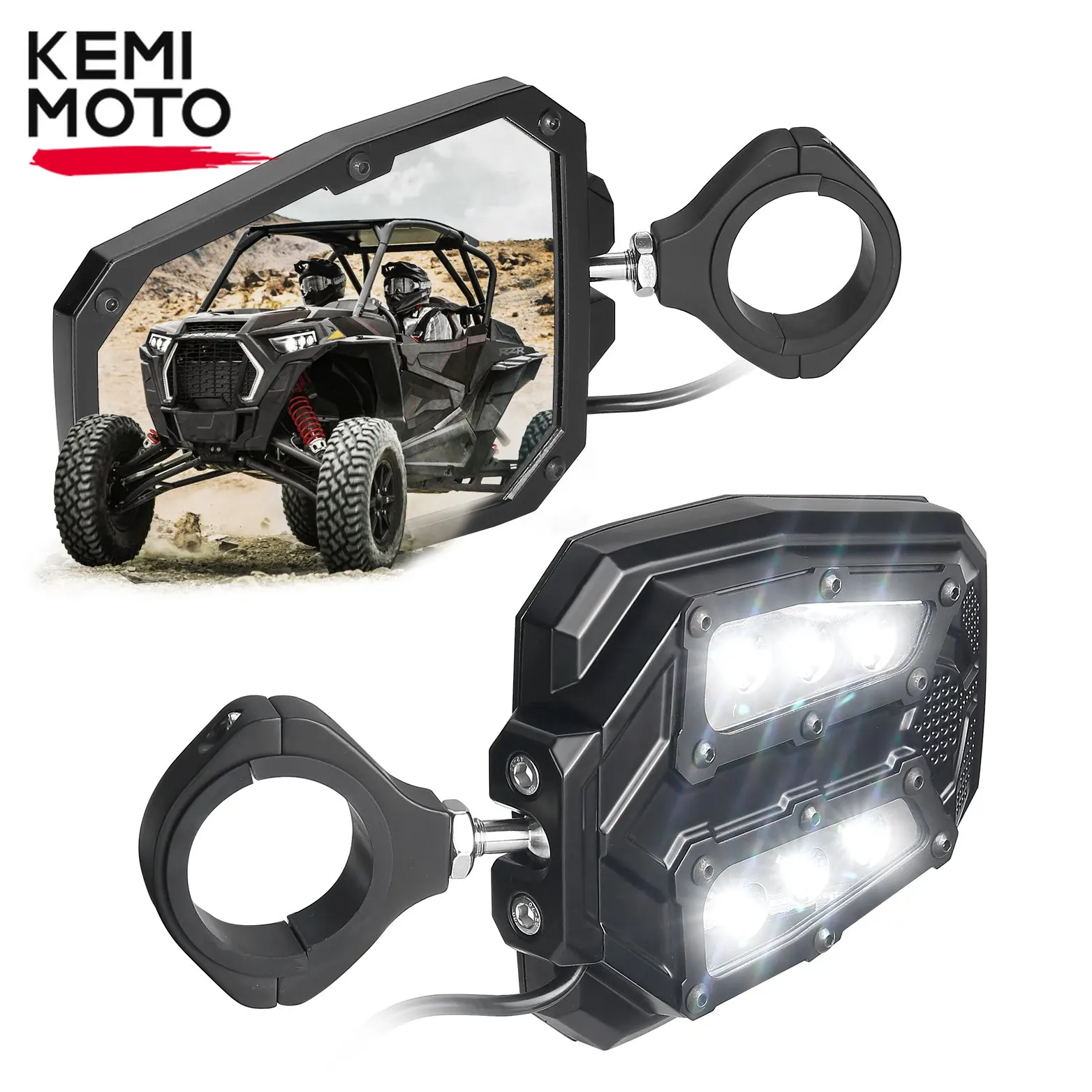 

Совместим с Polaris RZR Ranger для Arctic Cat для Can-Am Maverick для Honda для Yamaha 1.75in 2in зеркало заднего вида с подсветкой