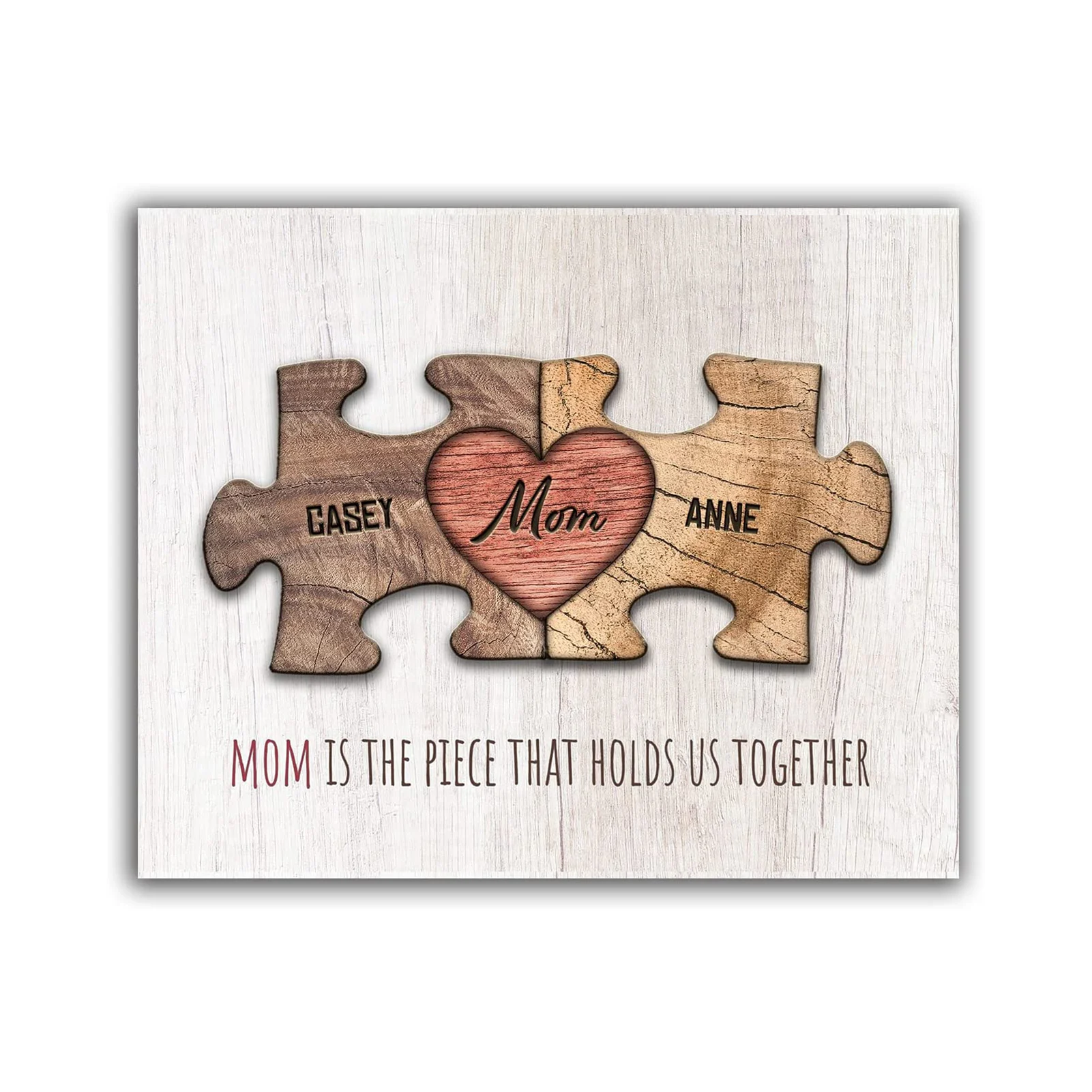 

Персонализированный Деревянный пазл в форме сердца на День Матери от дочери и сына, пазл с именем на заказ, деревянный пазл для родителей и д...