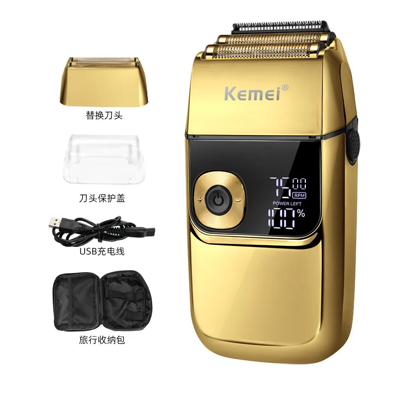 Dropshipping  Electric Razor Metal LCD Display Whitening Razor Reciprocating Bald Artifact USB Hair Clipper