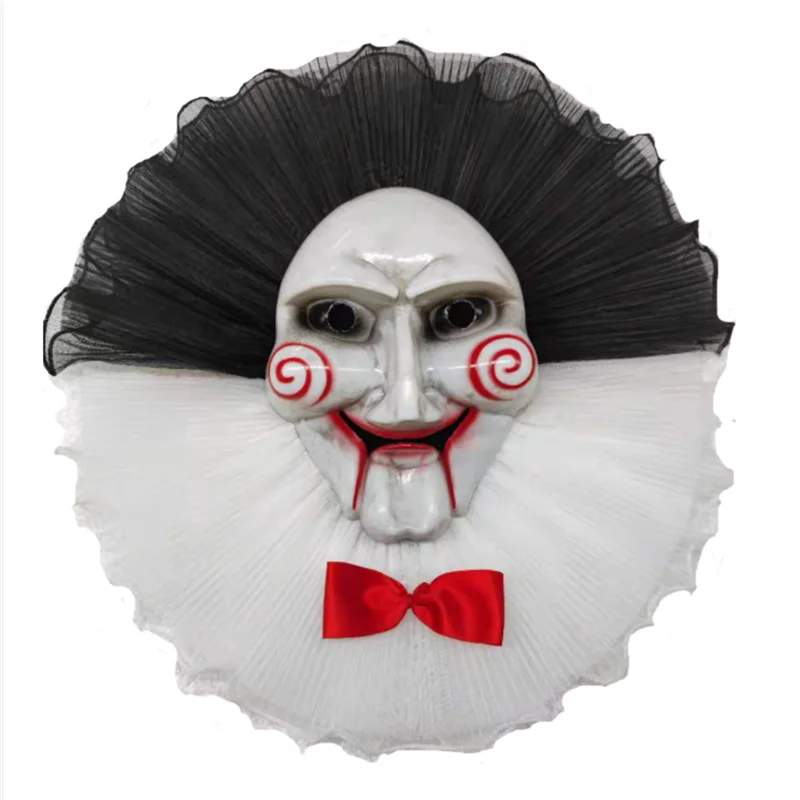 

Halloween Scary Clown Mask Wreath with Bowtie Front Door Hanger Horror Ghost Skeleton Garland Party Wall Hanging Decor 2022