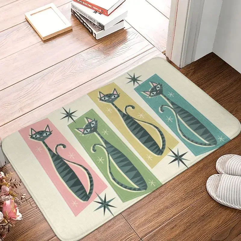 Черный коврик в стиле ретро противоскользящий водонепроницаемый устойчивый к