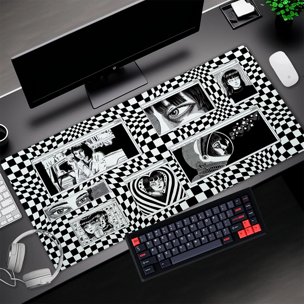 

Black and White Gamer Mouse Pad Desk Pad Gaming Accessory Mousepad Company Xxl Mouse Mat 90x30 90x40 Mechanical Keyboard 100x50