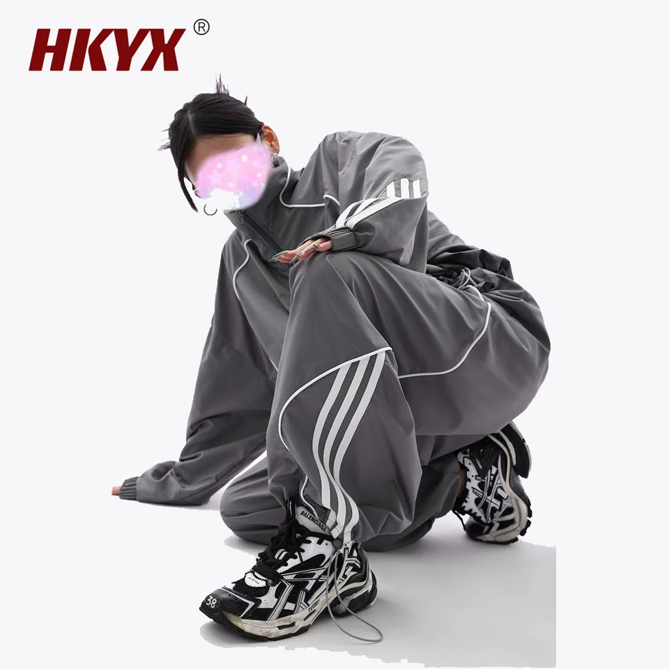 Spring Top Ladies Outdoor Sports Two-piece suit Grey Sport Coat Fashionable Loose Sweatpants Ladies Outdoor Training Jacket