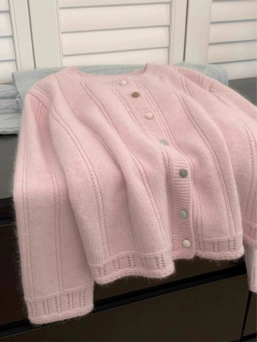 Pink Raccoon Velvet Hollow out Cardigan Outerwear Women Early Autumn This Year Popular Beautiful Sweater Knitted Inner wear B...