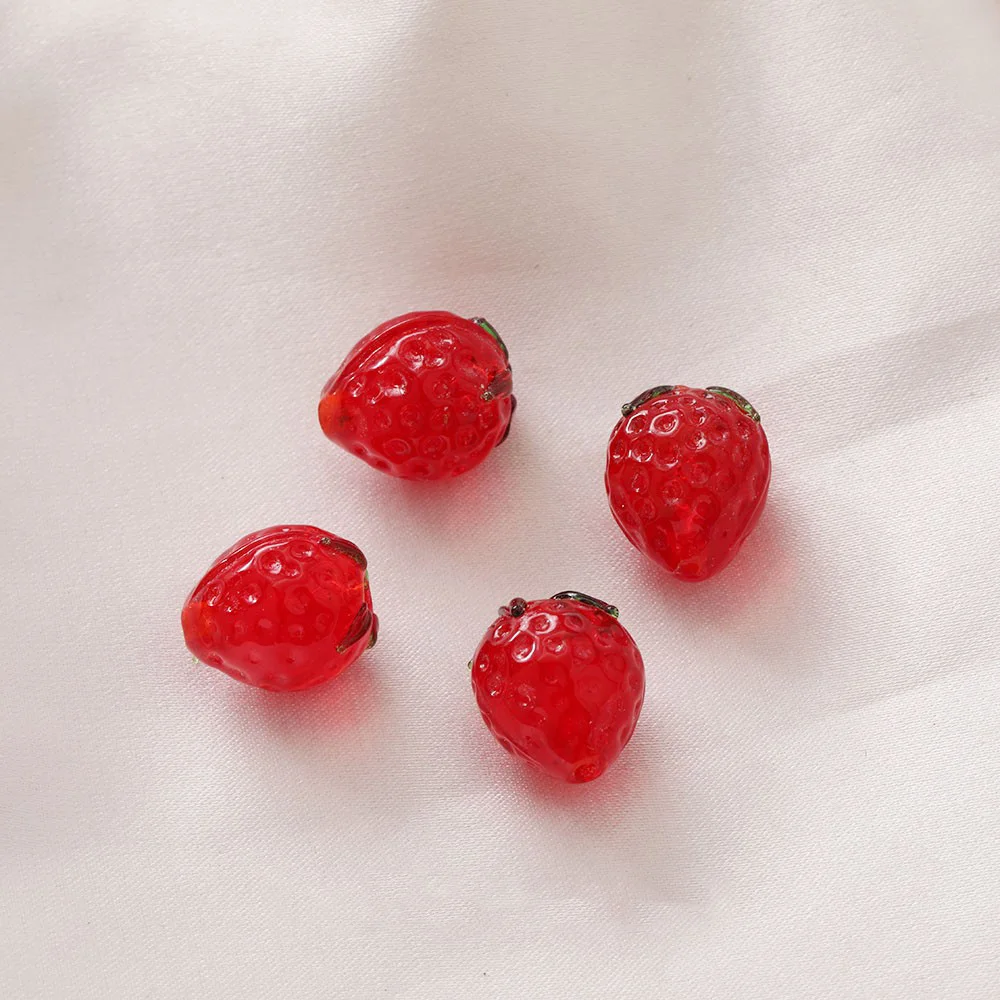 4PCS Glass Fruit Beads Persimmon Pineapple Strawberry Orange DIY Making Supplies Earrings Necklace Bracelet Accessories