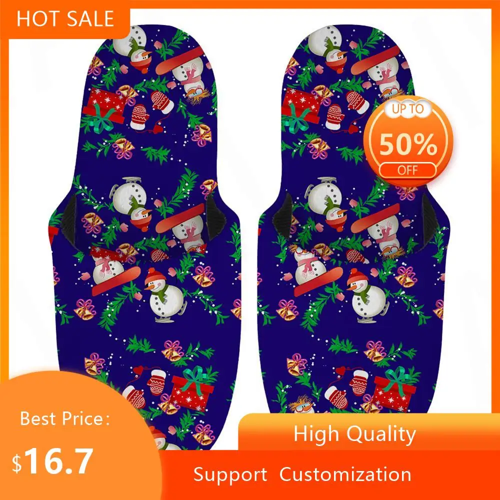 

Нескользящие домашние мужские тапочки на толстой мягкой подошве, с рождественским снеговиком