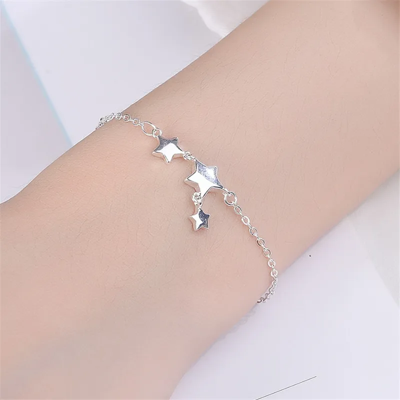 

Huitan Exquisite Heart/Star Women's Anklet Bracelet Silver Color/Gold Color Single Chain Ankle Barefoot Accessory Beach Jewelry