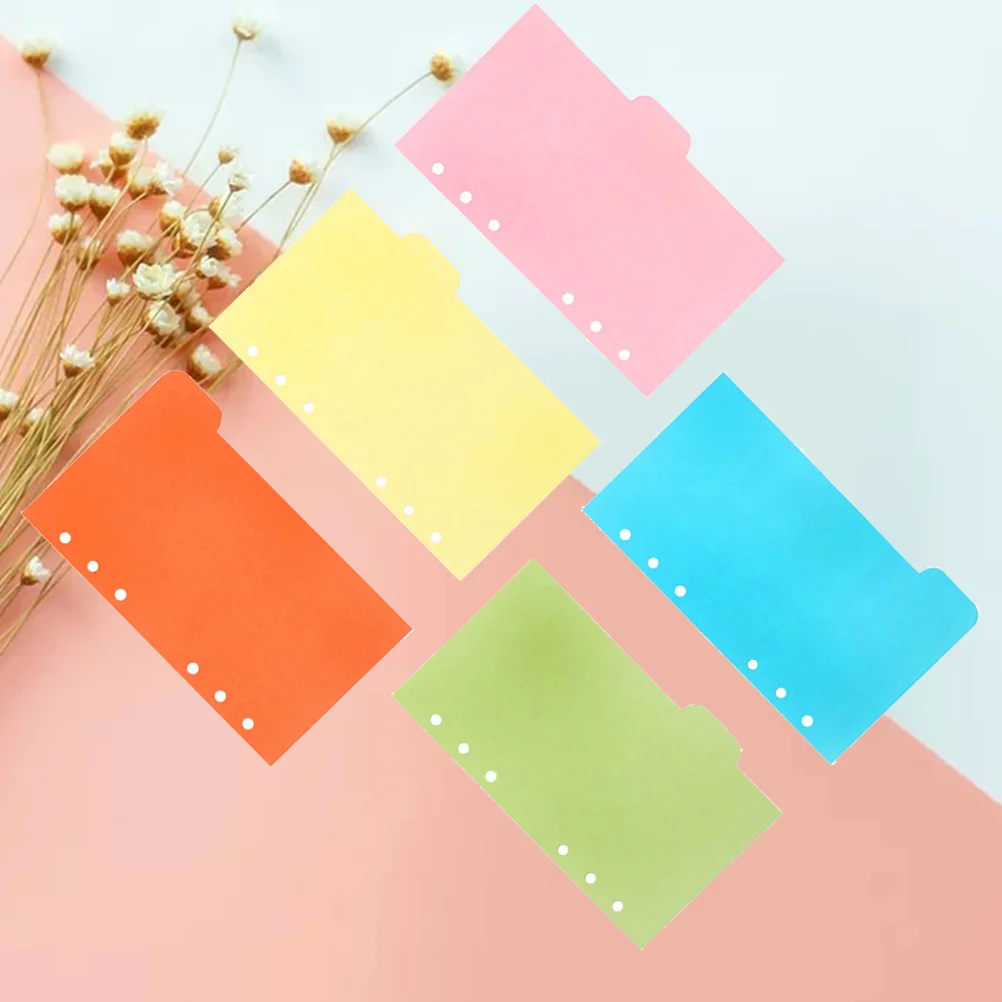 

25 PCS Hole Punch Refill Paper A5 Spiral Notebook Colored Labels Index Page Tab Cards