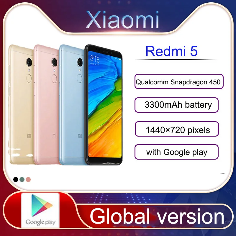 Xiaomi Redmi 5 smartphone Snapdragon 450 Android Mobile Phone 720 x 1440 5.7 inches Global version