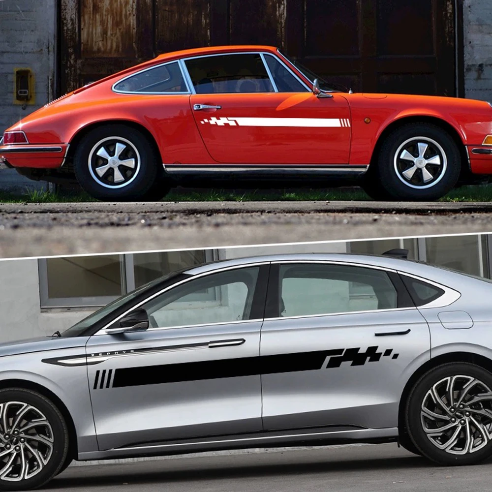 

2pcs/lot Car Door Side Stripes Skirt Stickers For Audi BMW Mercedes Ford VW Toyota Nissan Kia Renault Hyundai Skoda Fiat