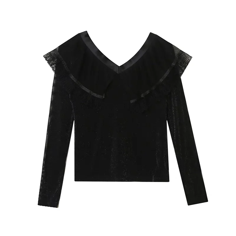 Новая европейская осенняя женская футболка одежда шикарные сексуальные