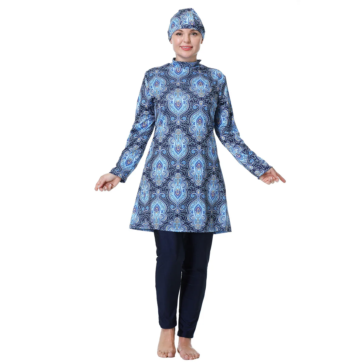 

Islam Swimsuit Women Full Coverage Plus Size 3XL-8XL Lady Bathing Swimming Pool Costume Muslim Printing Bourkini Maillot De Bain