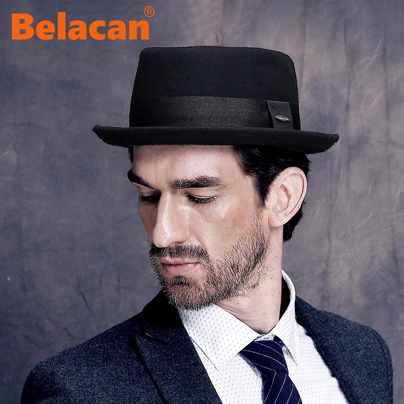 Wool Soft Felt Pork Pie Fedora Hat 
