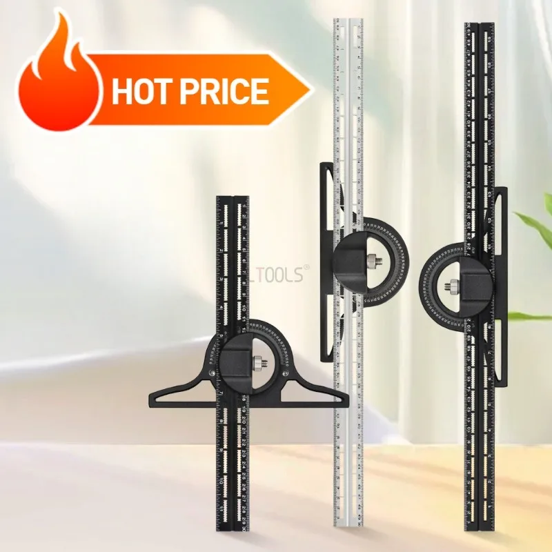 Угловая линейка с нониусом высокоточная регулируемая на 360 градусов измерения