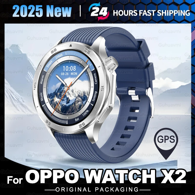 Фото Новинка 2025 года для OPPO Watch X2 GPS Смарт-часы для мужчин Bluetooth Talk Heart Rate Спортивный фитнес-трекер IP68 Водонепроницаемые умные часы для мужчин №1