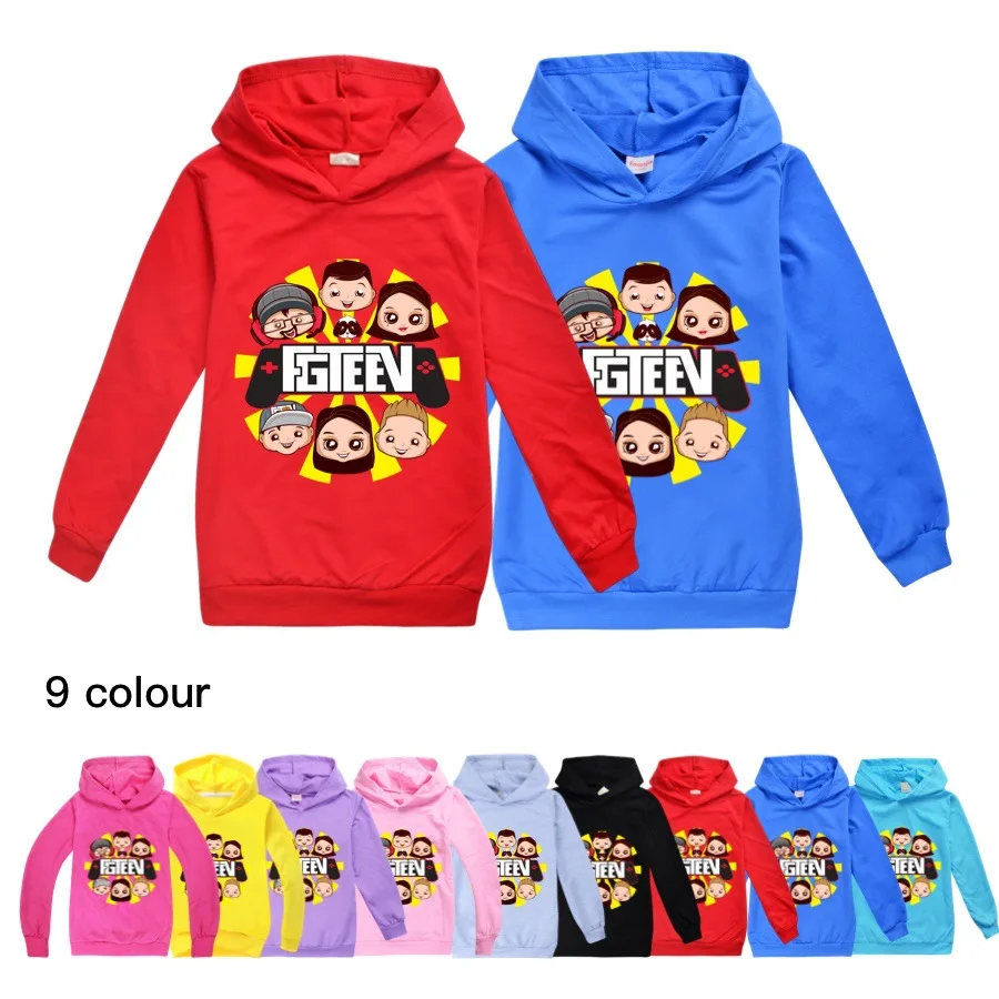 

Fgteev Cartoon Boys Hoodies Tops Autumn Winter Boys and Girls Cotton Sweatshirts Hooded Clothes Child Outerwear