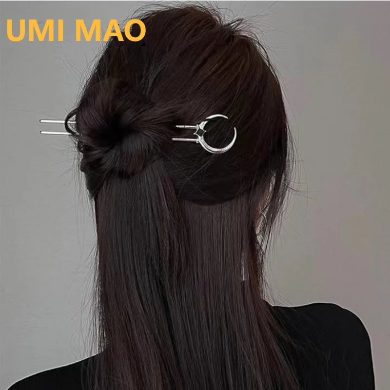 

Женские винтажные шпильки для волос UMI MAO в форме полумесяца простые китайские U-образные шпильки для волос головной убор модные аксессуары ...