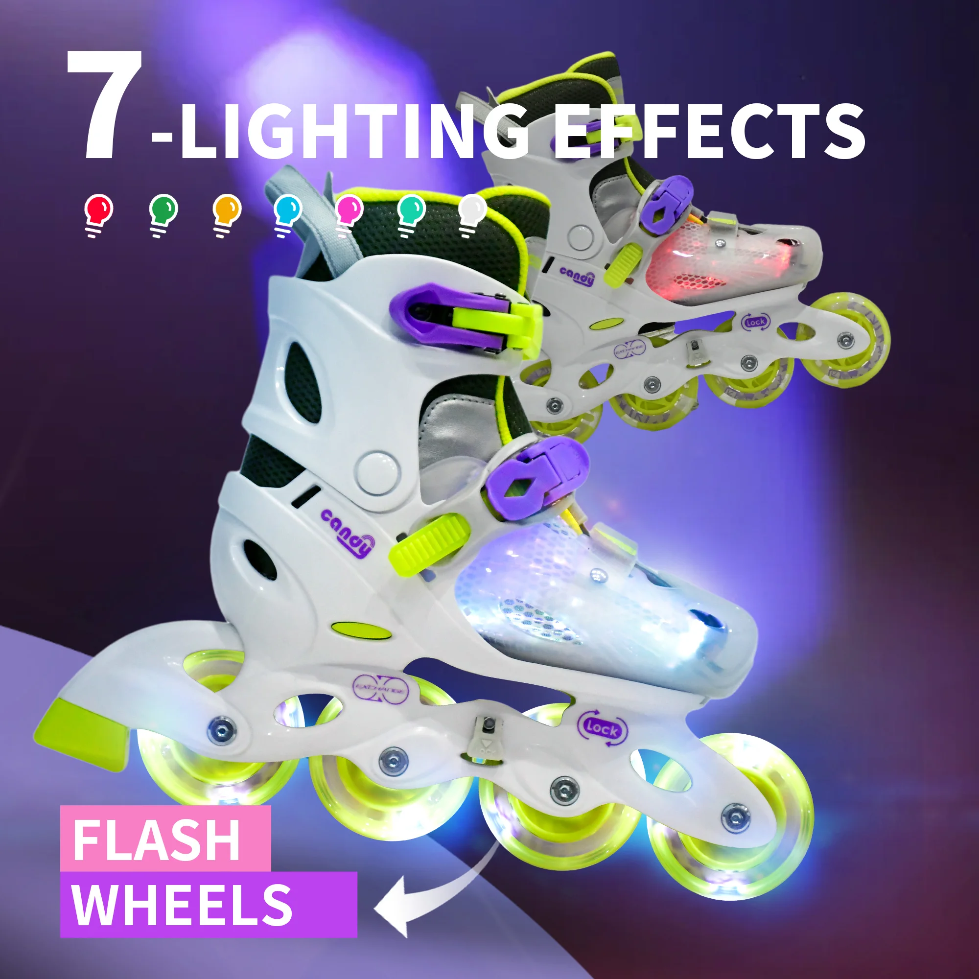 

COSMOID CANDY FLASH - All-In-One Inline Skates with Quick Lace, Locking Wheel, Handcrafted Skins, Flexible Shell