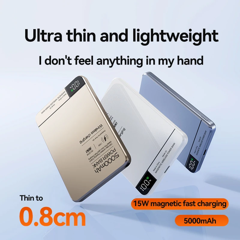 Фото Магнитный внешний аккумулятор Xiaomi, ультратонкий PD20W, беспроводная быстрая зарядка, высокая емкость, 10000 мАч, тонкий портативный внешний аккумулятор для Magsafe №5